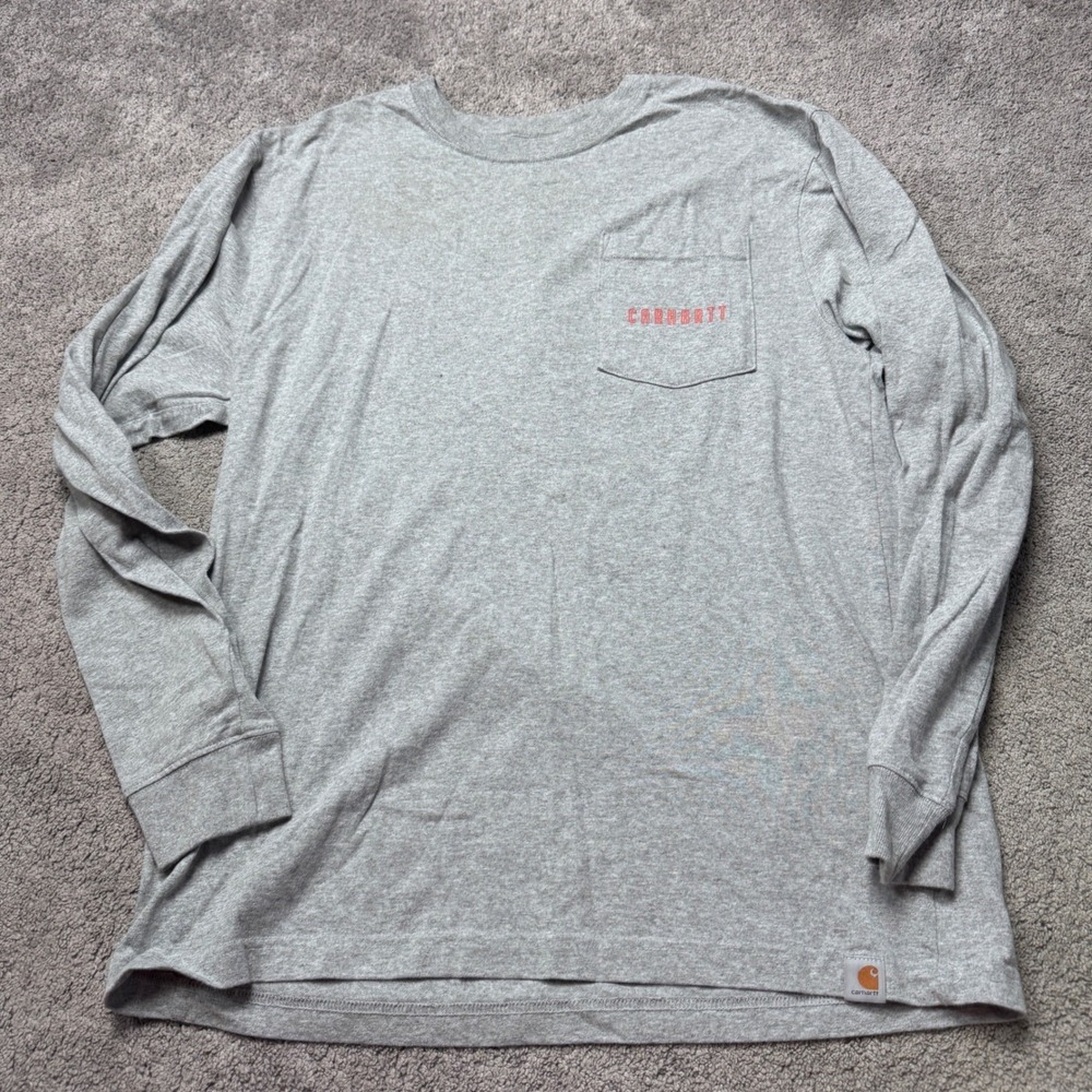 Carhartt Men's Mediun Long Sleeve Graphic Back Front Pocket Shirt